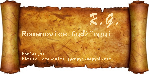 Romanovics Gyöngyi névjegykártya
